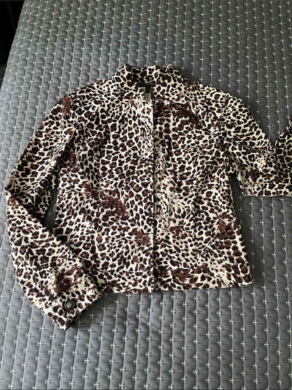 Lafayette 148 New York Size 4 Leopard Print Jacket in Brown and White